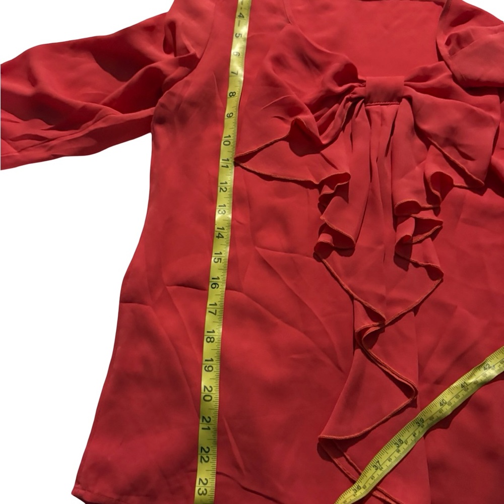 Investments Red Ruffle Bow Front Blouse - Picture 10 of 14